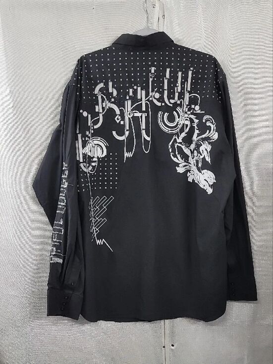Artful Dodger Other - Artful Dodger Y2k Black Long-Sleeve Embroidered Button-Up Shirt 4XL